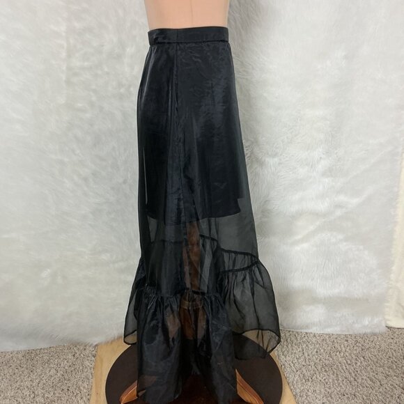 Anthropologie Black Sheer Organza A-Line Flounce Hem Skirt NWT 2 - Picture 4 of 7
